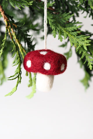 Mini Red Mushroom Felt Ornament