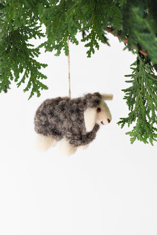 Mini Grey Sheep Felt Ornament