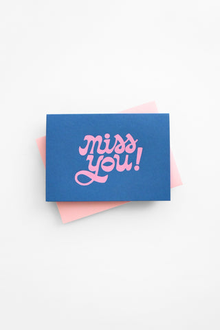 Miss You Pink Foil Greeting Card