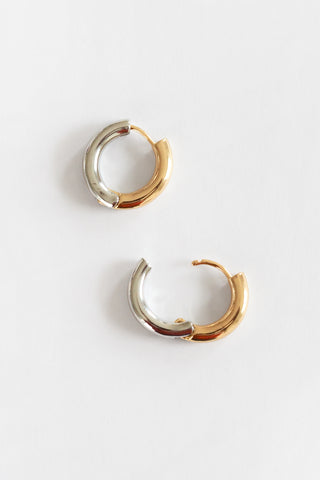 Mixed Metal Huggie Hoops