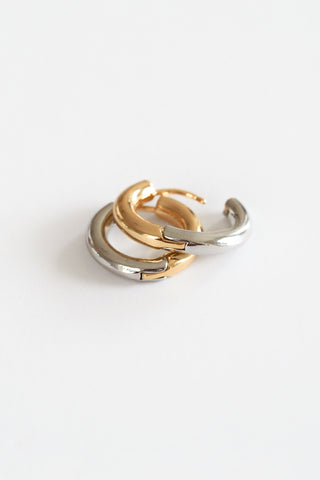 Mixed Metal Huggie Hoops