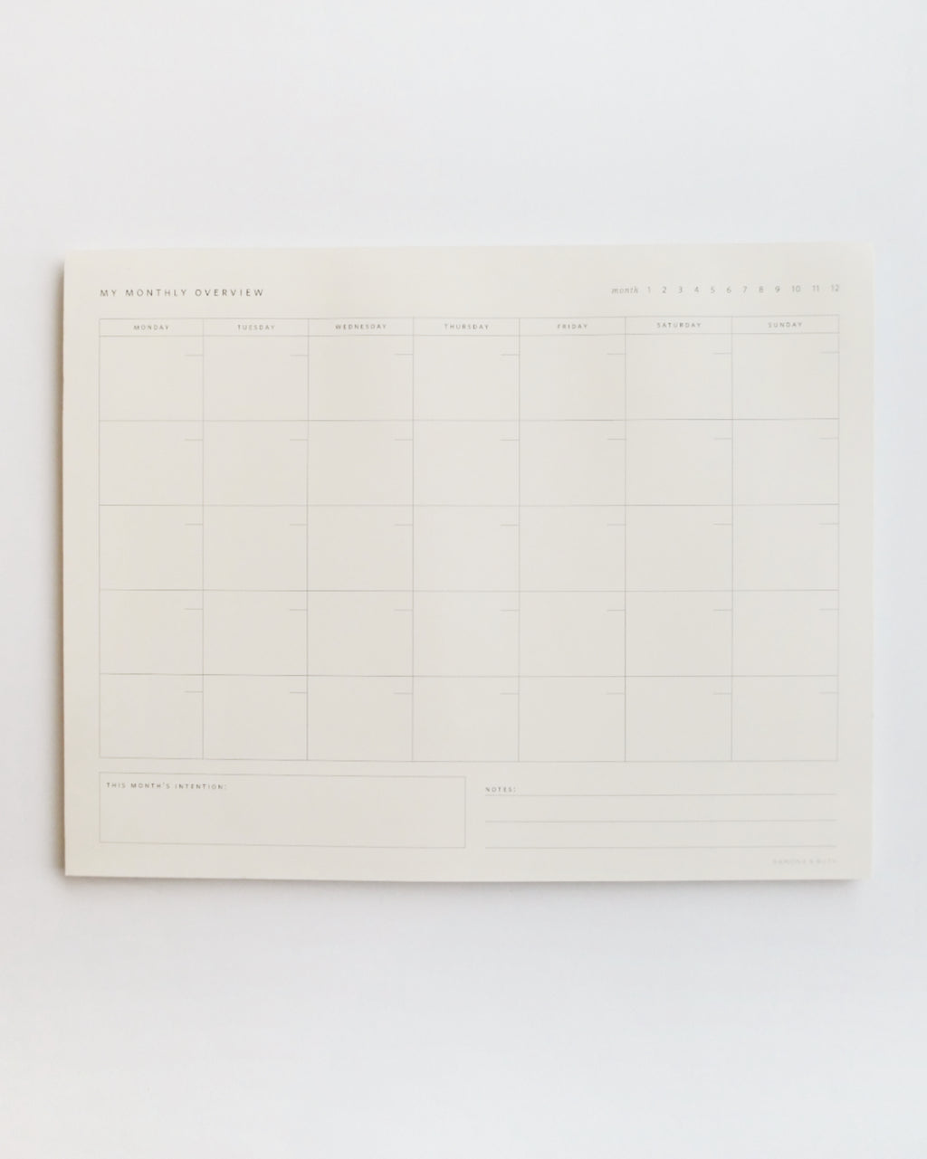 Monthly Overview Notepad – Nahcotta