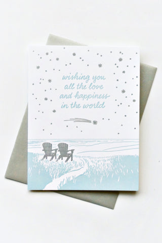 Moonlit Adirondack Chairs Wedding Greeting Card