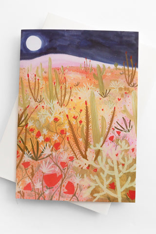 Moonlit Desert View Greeting Card