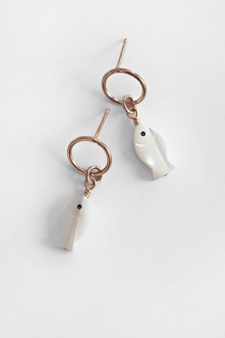 Mother of Pearl Fish Earrings