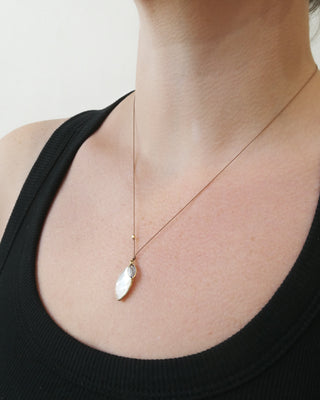 Mother of Pearl + Tanzanite 18k Gold Necklace