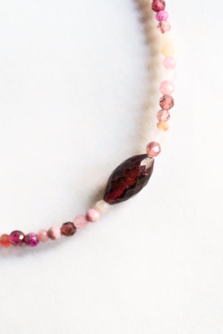 Multicolored Pink Gems + Tourmaline Bracelet