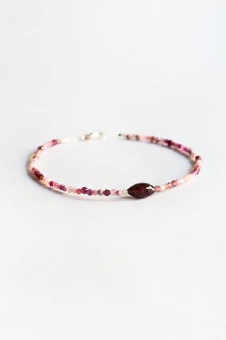 Multicolored Pink Gems + Tourmaline Bracelet