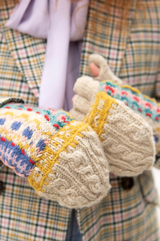 Natural/Multi Knit Convertible Mittens