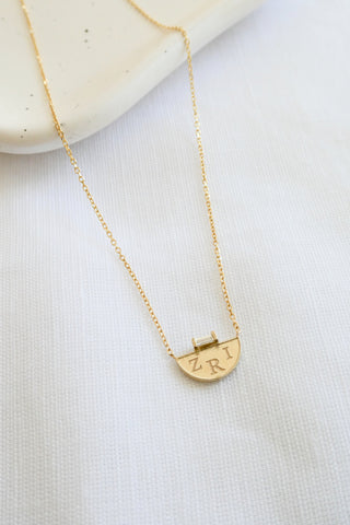 Custom Half Moon Signet Necklace
