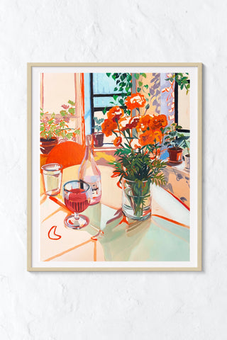 "Olivia's House" Wine and Flowers Small Print