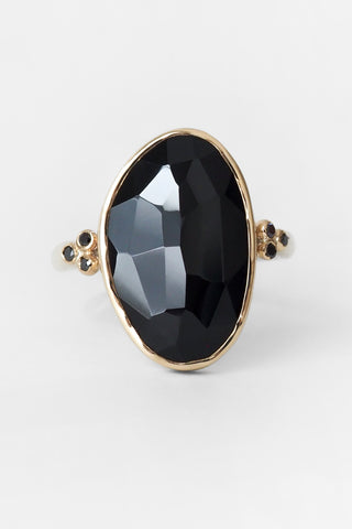 Onyx with Black Diamond Cluster Ring