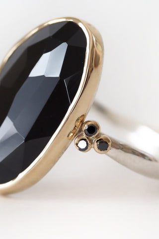 Onyx with Black Diamond Cluster Ring