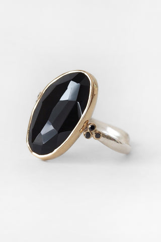 Onyx with Black Diamond Cluster Ring