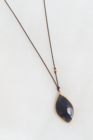 Opaque Sapphire + Gold Bead Necklace