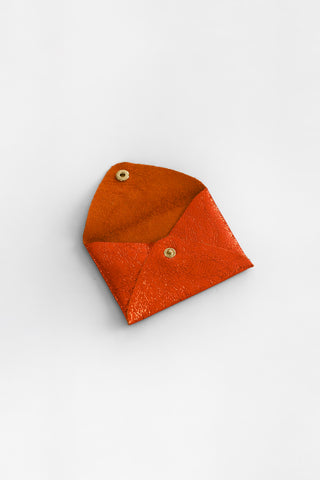 Orange Origami Leather Pouch