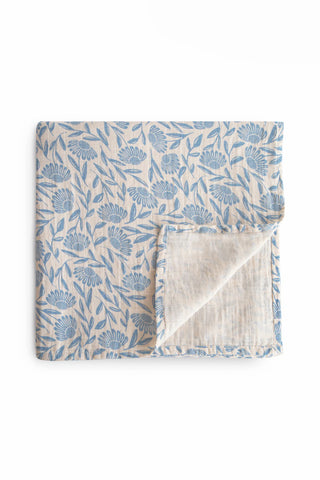 Organic Cotton Swaddle Blue Flowers