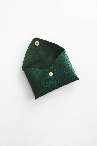 Origami Leather Pouch - Dark Green
