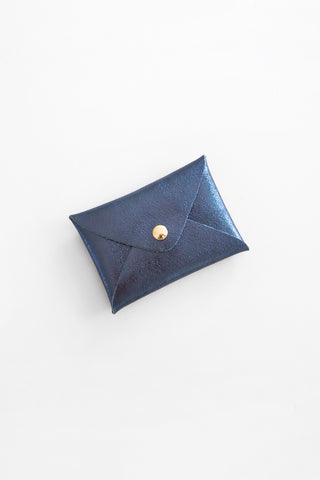 Origami Leather Pouch - Denim Blue