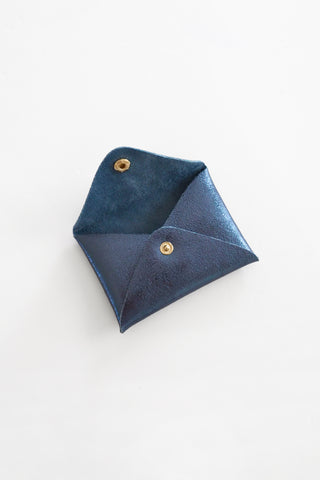 Origami Leather Pouch - Denim Blue
