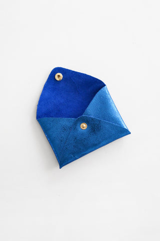 Origami Leather Pouch - Electric Blue