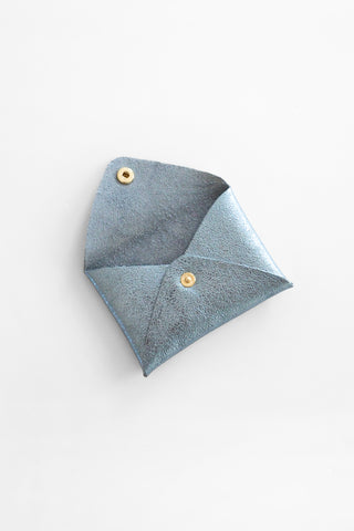 Origami Leather Pouch - Light Blue