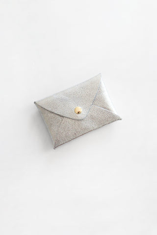 Origami Leather Pouch - Light Silver
