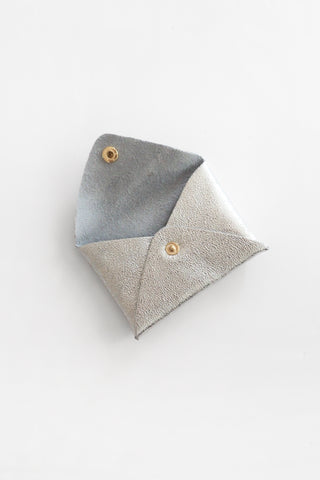 Origami Leather Pouch - Light Silver