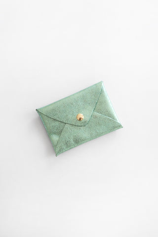 Origami Leather Pouch - Mint