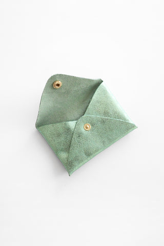 Origami Leather Pouch - Mint