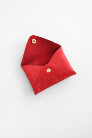 Origami Leather Pouch - Red