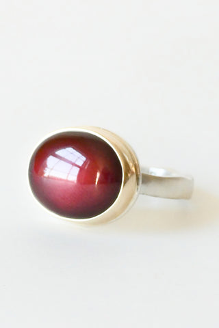 Oval Smooth Hessonite Garnet Ring