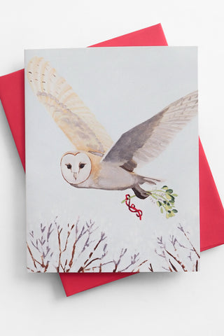 Owl + Mistletoe Greeting Card