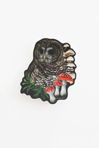 Owl & Mushroom Vinyl Sticker