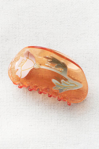 Peach Peony Vintage Flower Hair Claw Clip