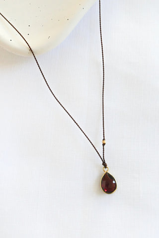 Pear Garnet 18k Necklace