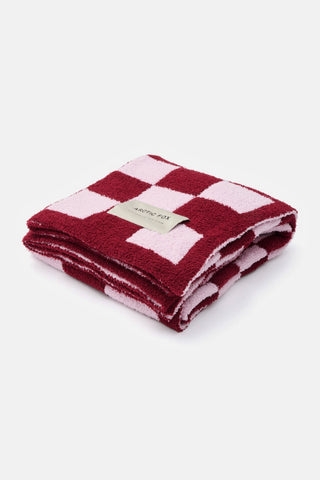 Pink Check Teddy Throw