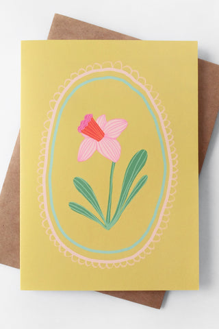 Pink Daffodil Greeting Card