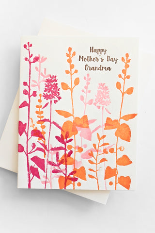 Pink Flowers Happy Mothers Day Grandma Greeting Card