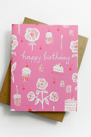 Pink Happy Birthday Greeting Card