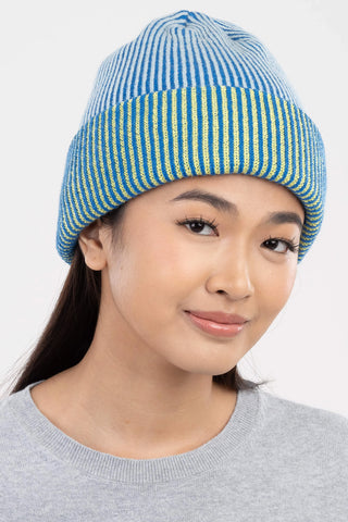 Pinstripe Cobalt Plush Beanie