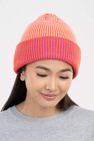 Pinstripe Poppy Plush Beanie