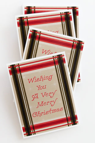 Plaid Vintage Merry Christmas Greeting Card Box