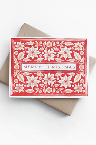 Poinsettia Merry Christmas Greeting Card
