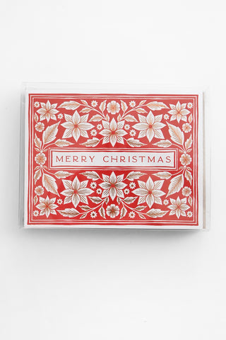 Poinsettia Merry Christmas Greeting Card Set