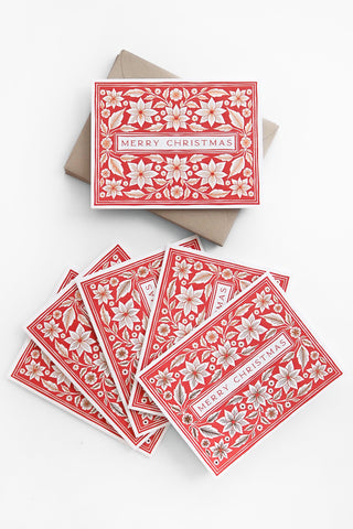 Poinsettia Merry Christmas Greeting Card Set