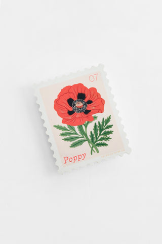 Poppy, July Flower Stamp Vinyl Sticker