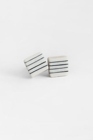 Porcelain Pinstripe Square Studs