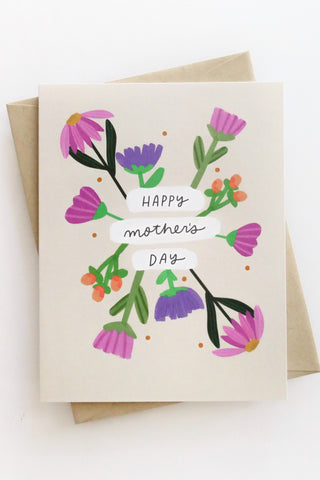 Purple Flowers Mom Greeting Card