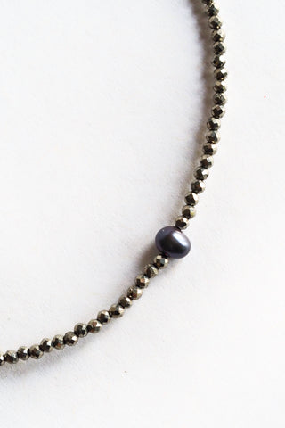 Pyrite + Black Pearl Bracelet